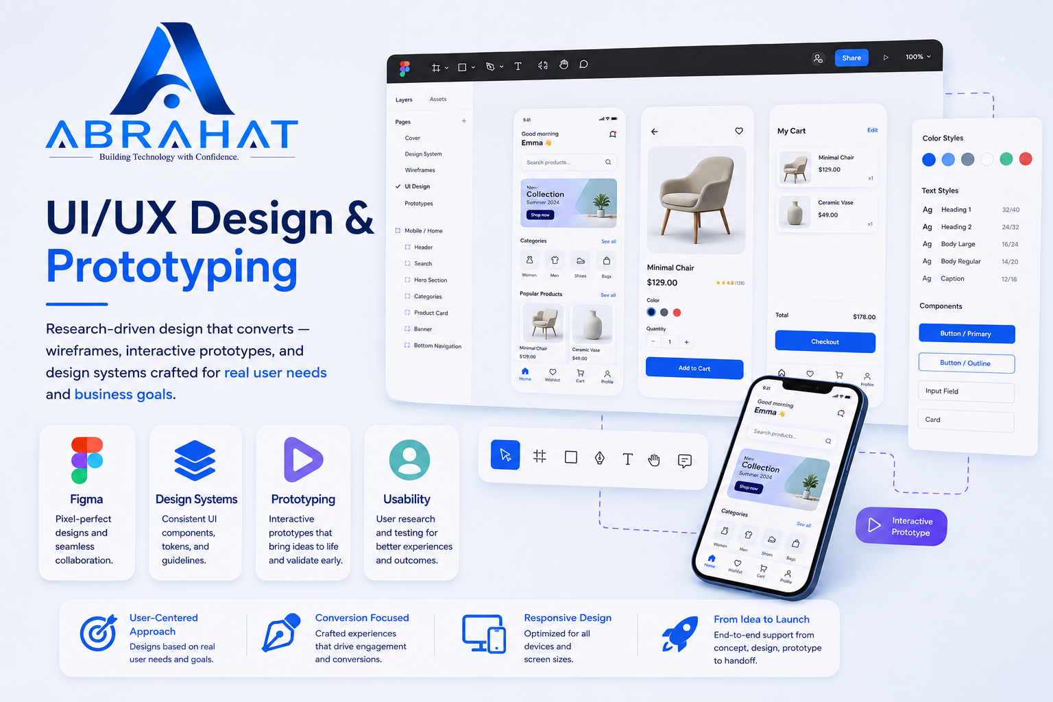 UI/UX design and prototyping illustration
